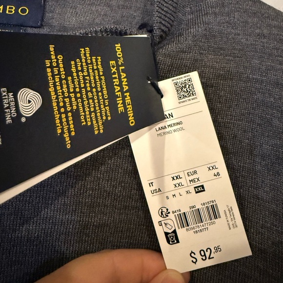 OVS Fashion Piombo Men's XXL Extra Fine Merino Wool Gray Sweater - Picture 3 of 6